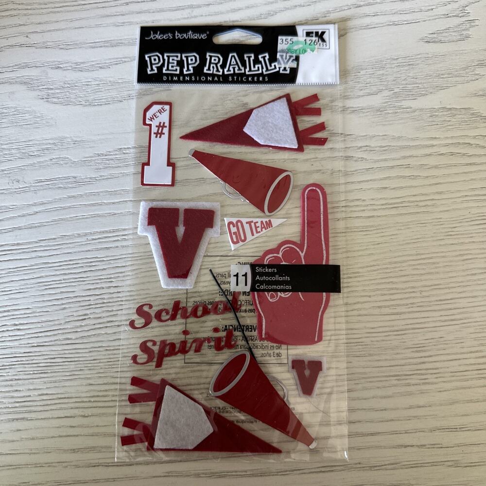 Jolee’s Boutique Pep Rally Dimensional Stickers Red School Spirit NEW